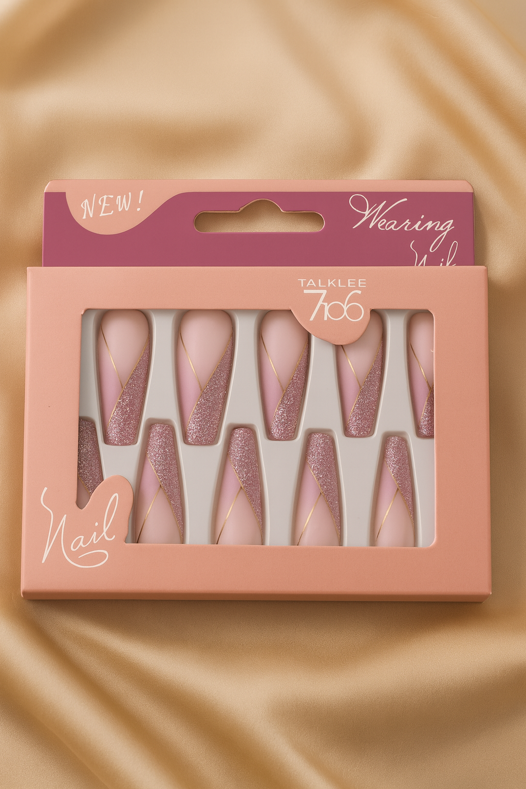 Elegant Pink Glitter – Press-On Nail Set