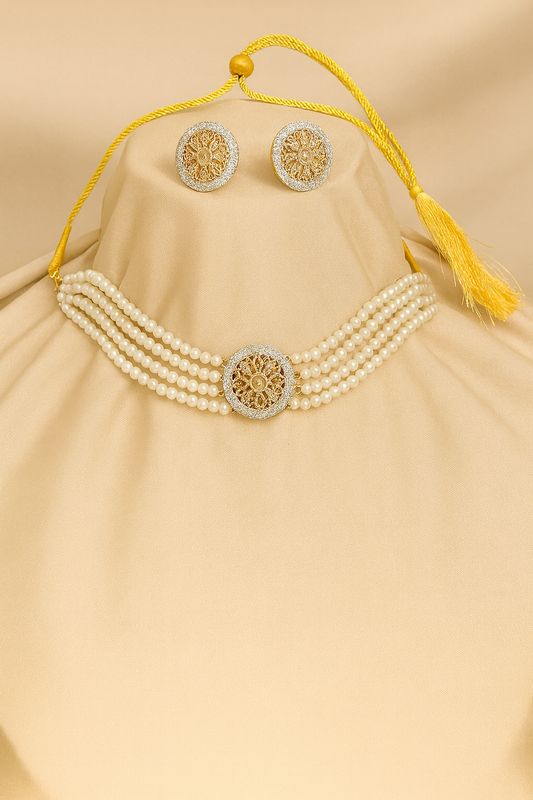 Golden Aura Pearl Choker Set