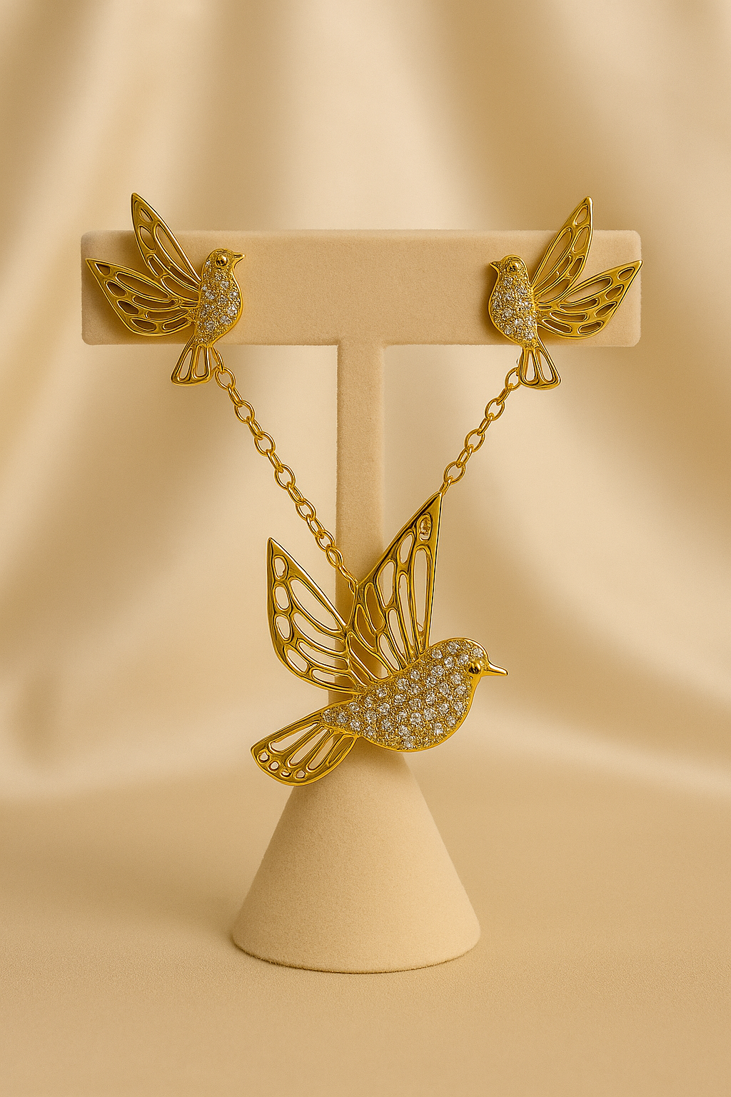 Elegant Golden Bird Necklace Set