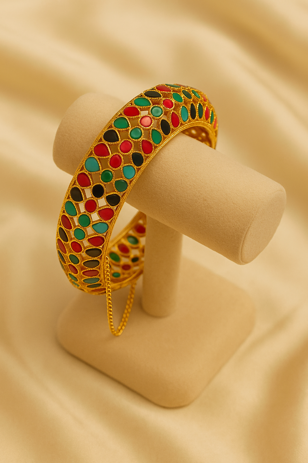 Multicolor Kundan Meenakari Gold Bangles