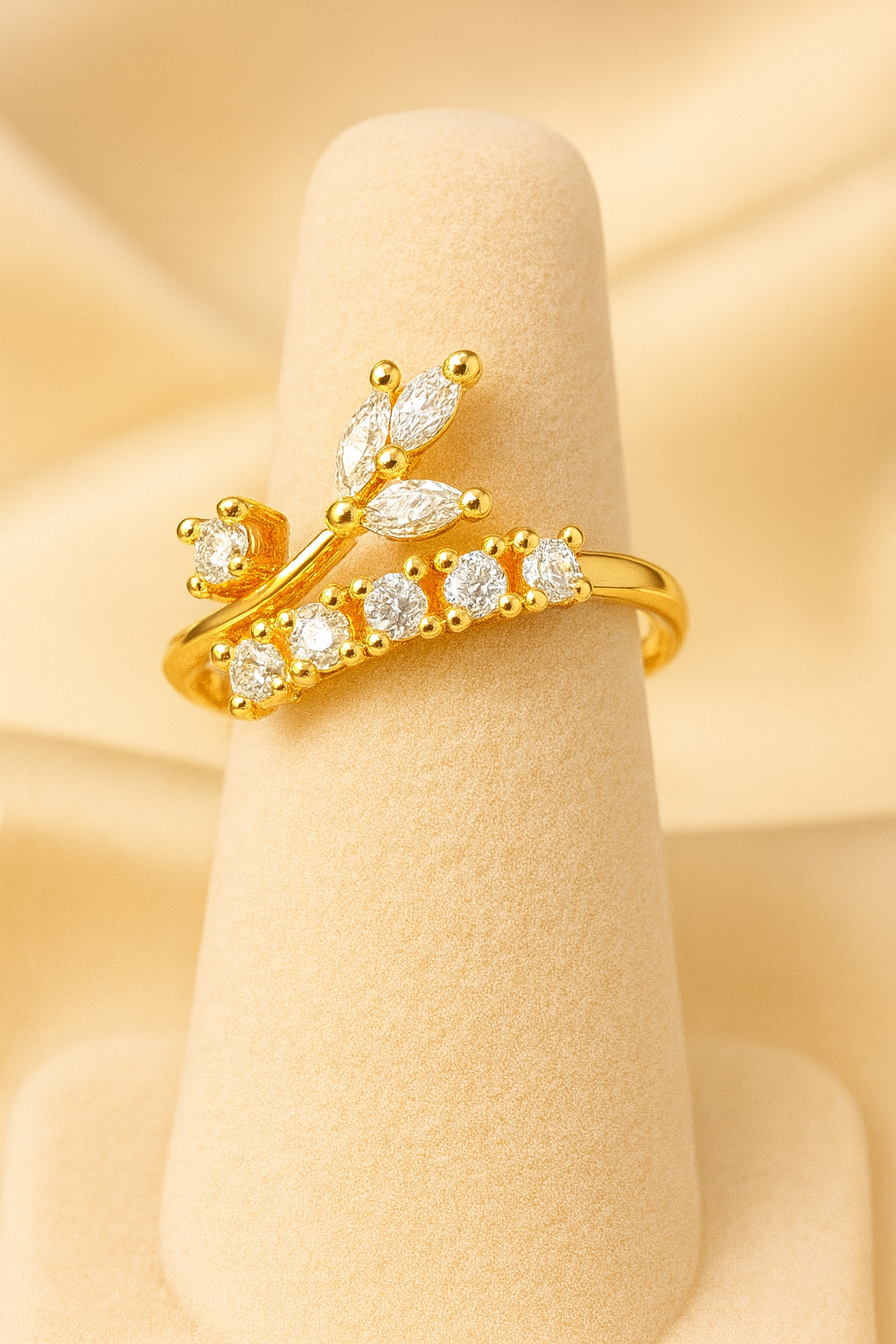 Midnight Bloom Gold Ring