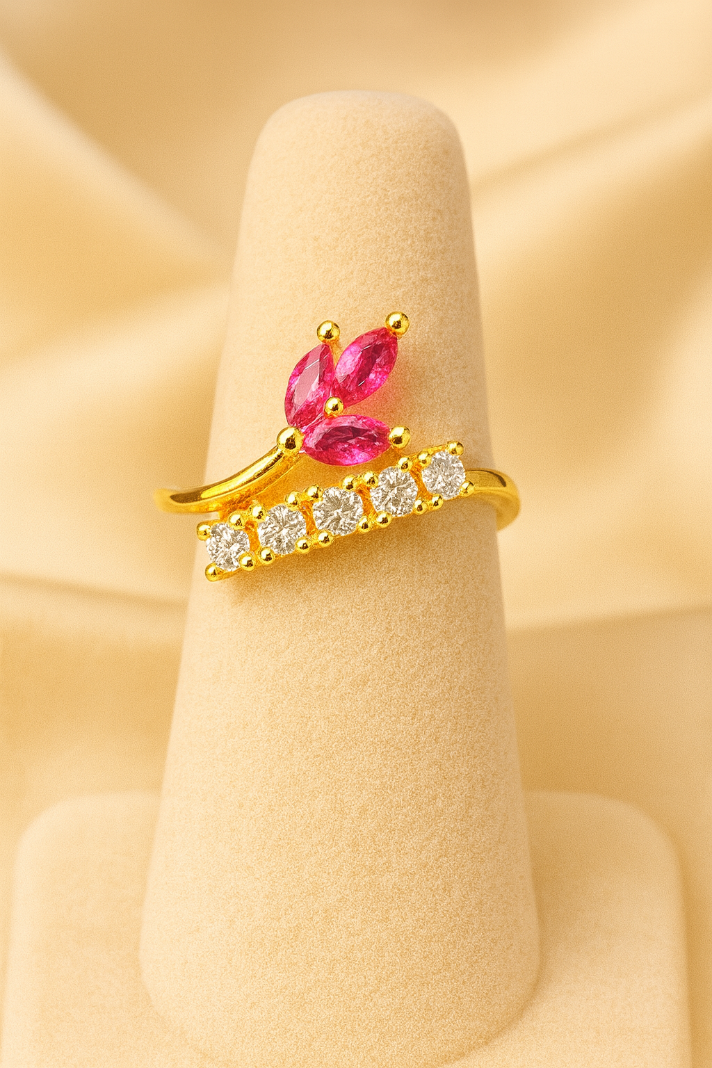 Midnight Bloom Gold Ring