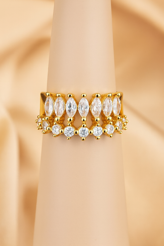 Midnight Elegance Dual-Band Ring