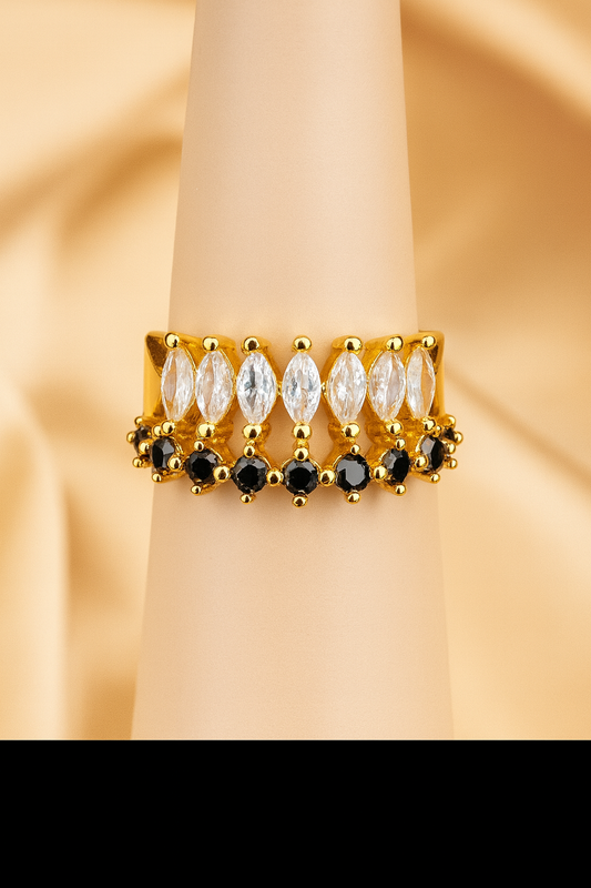 Midnight Elegance Dual-Band Ring
