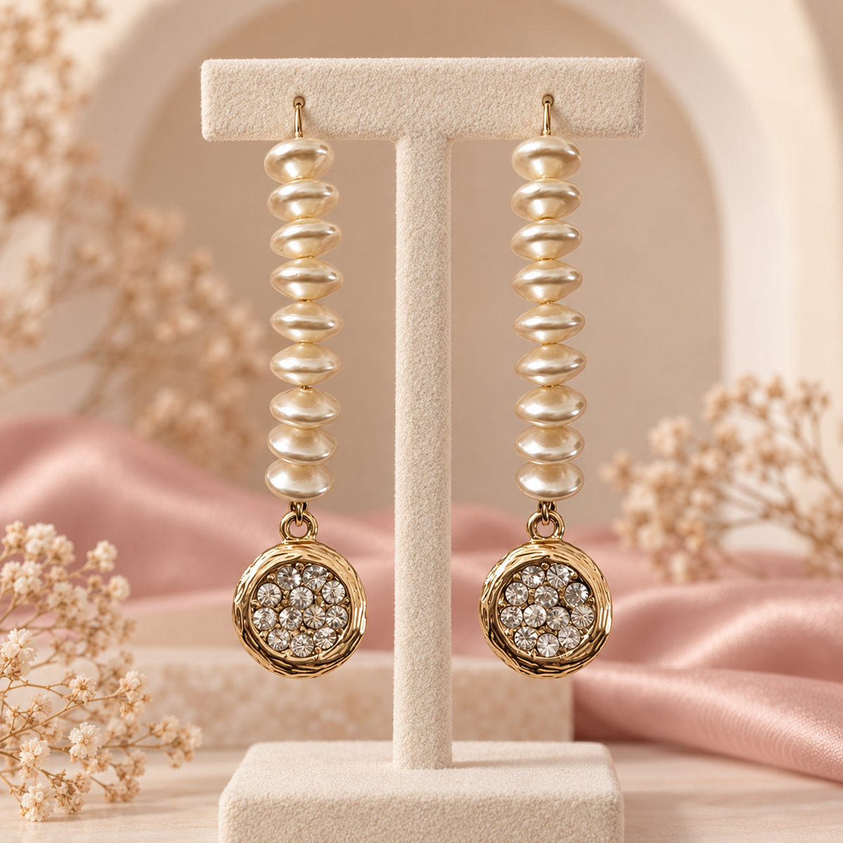 Mehreen Pearl & Crystal Medallion Earrings