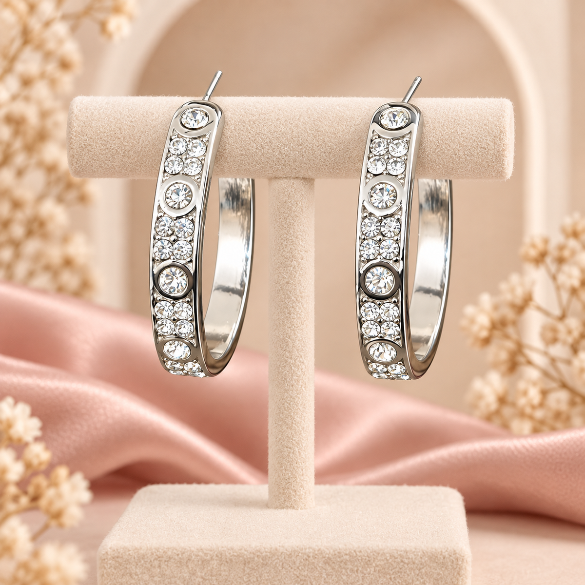 Roshni Crystal Arc Hoops
