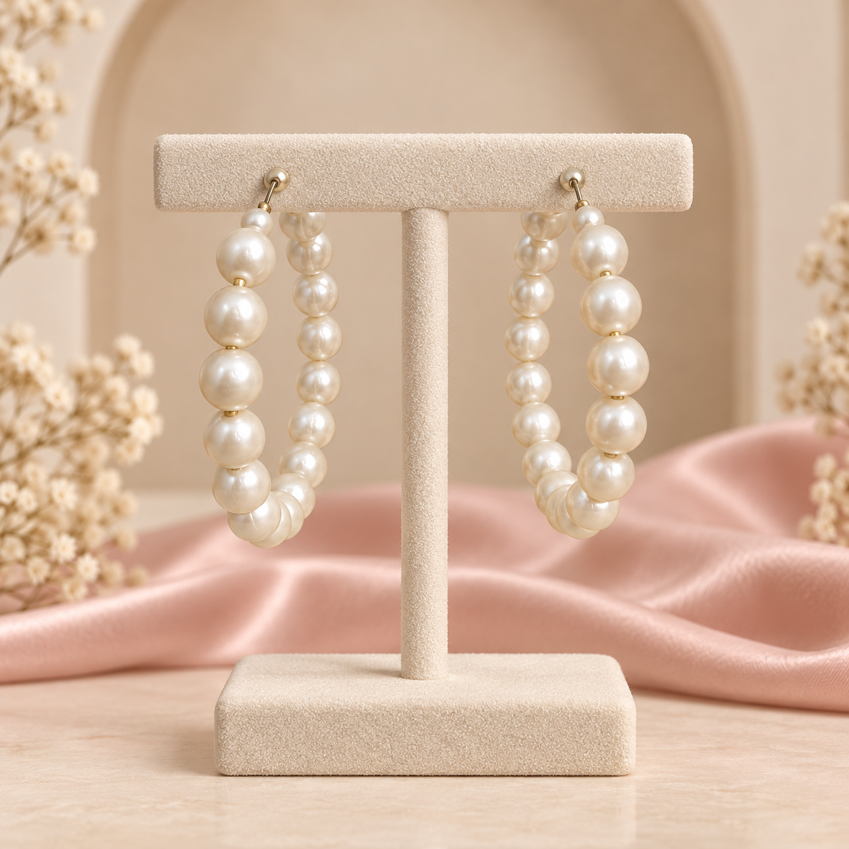 Mahnoor Classic Pearl Hoop Earrings