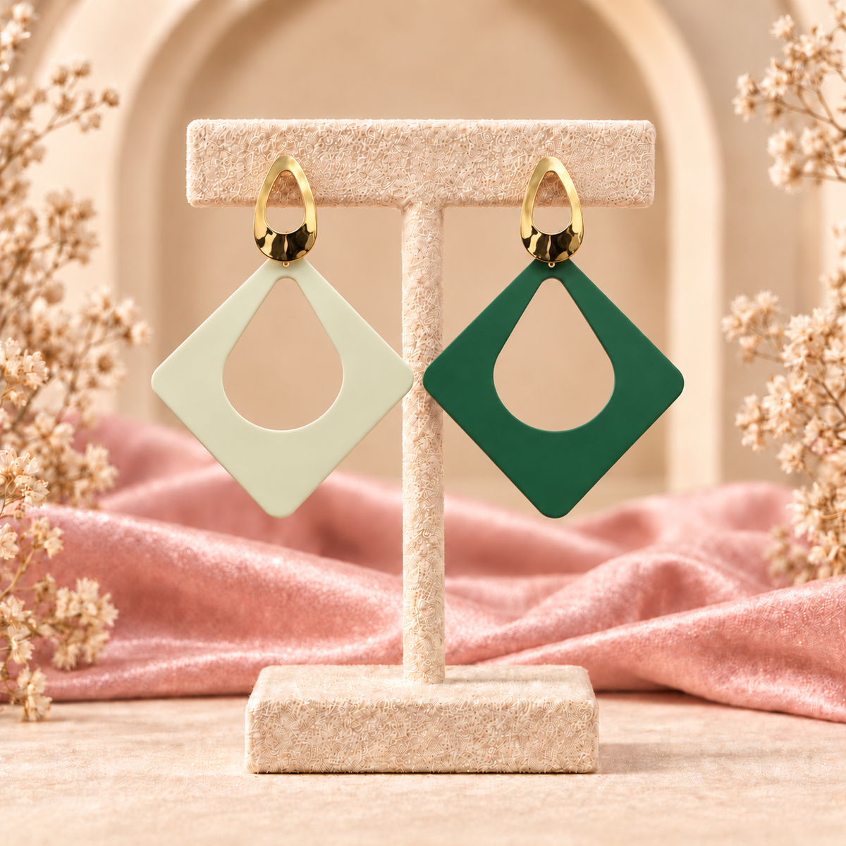 Ivory & Emerald Statement Earrings