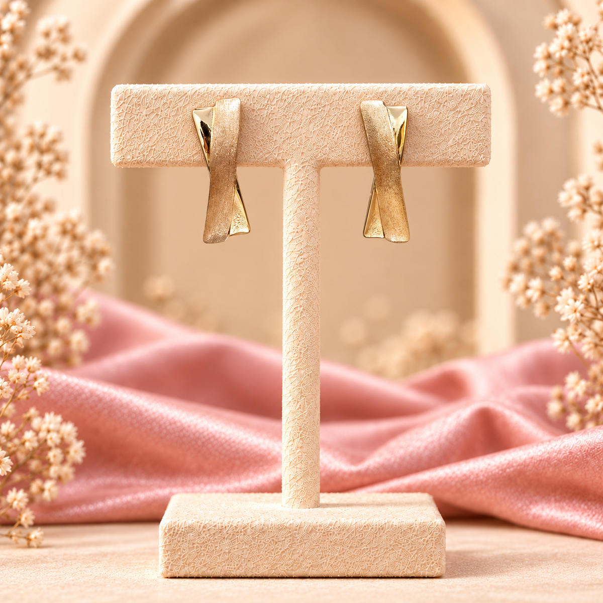 Golden Fold Stud Earrings