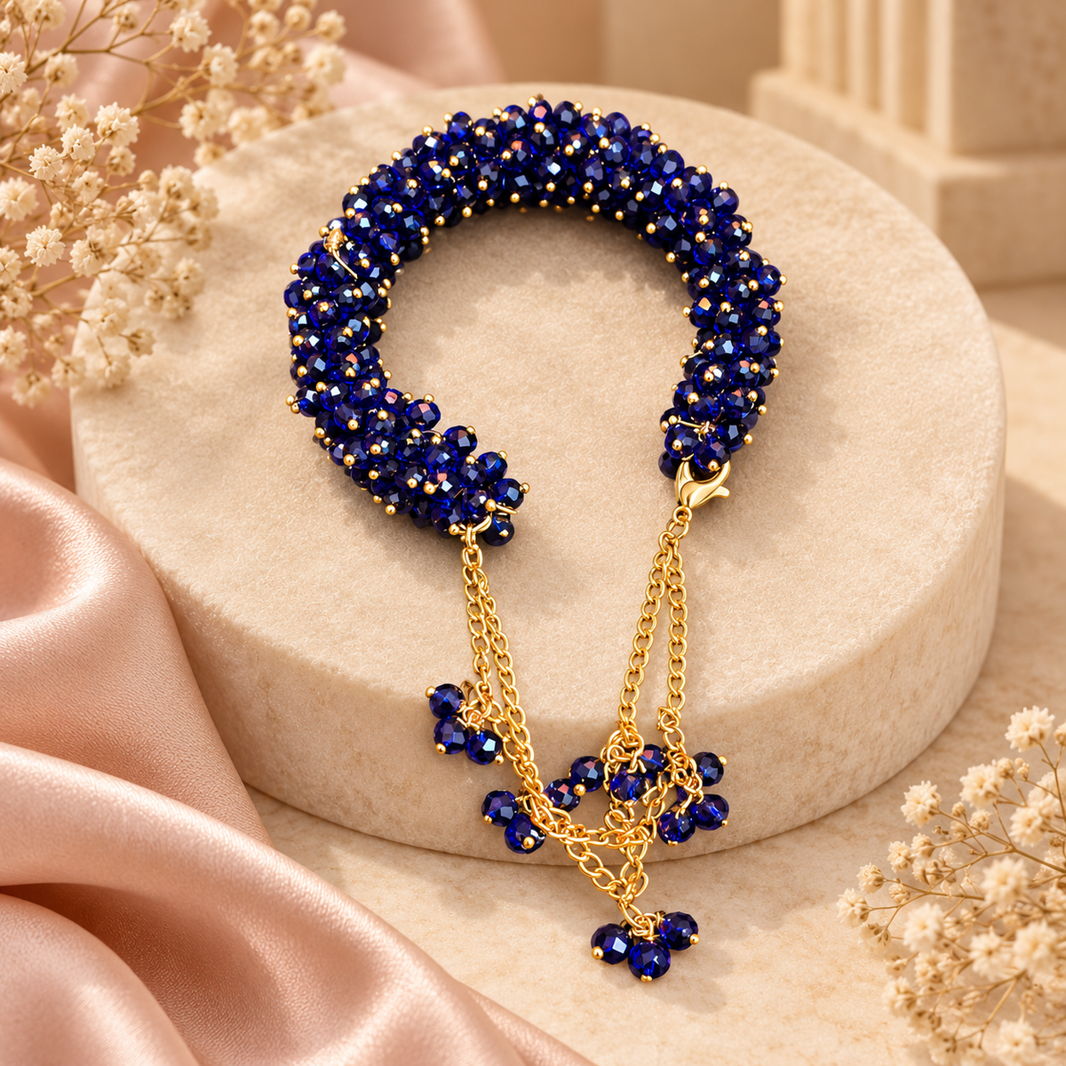 Midnight Sapphire Pearl Bracelet