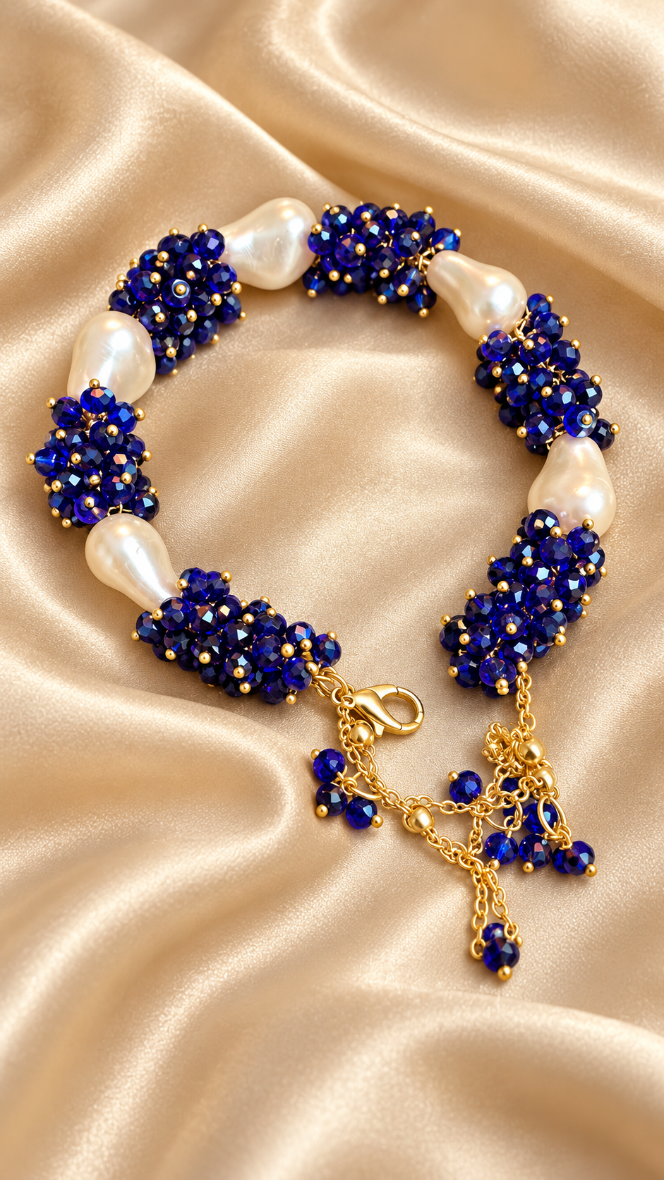Midnight Sapphire Pearl Bracelet