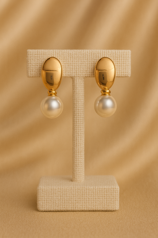 Gold Pearl Drop Earrings