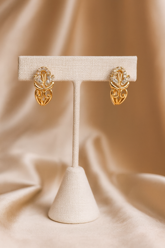 Gold Crystal Filigree Earrings