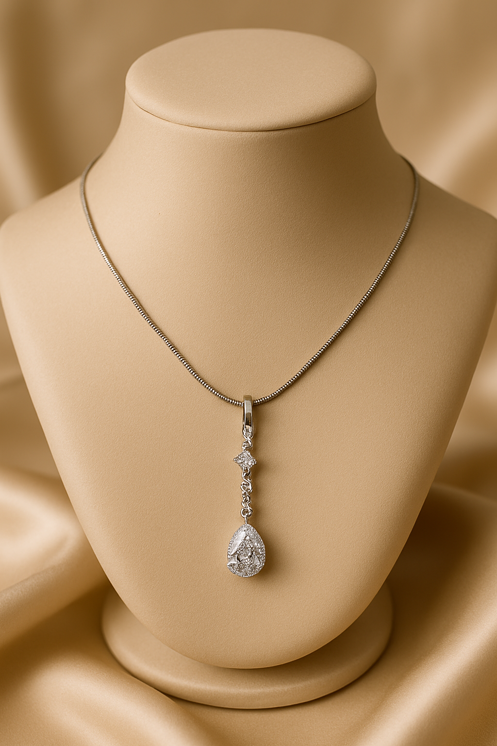 Teardrop Diamond Pendant Necklace