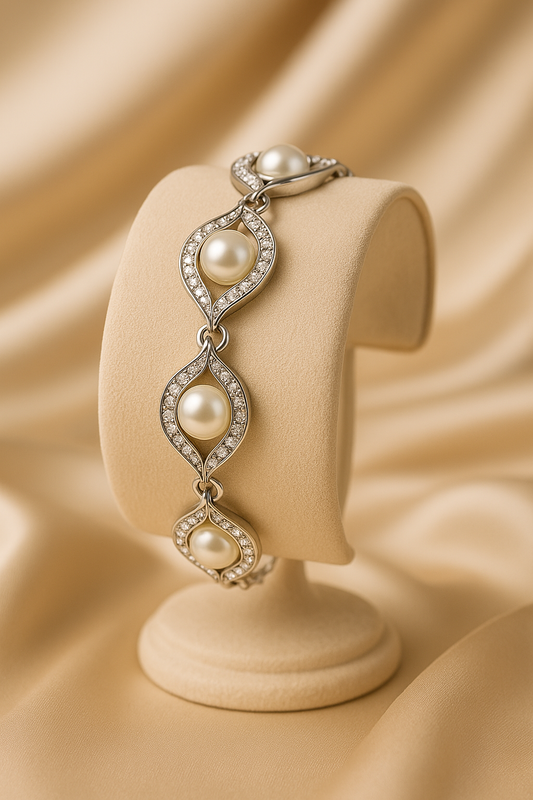 Elegance Pearl & Diamond Bracelet