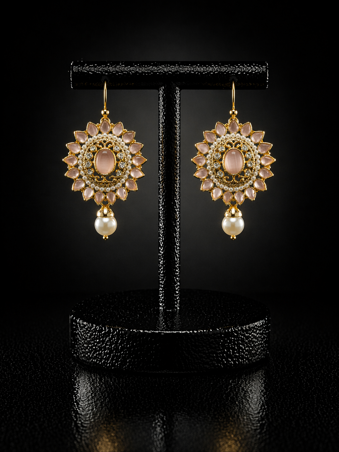 Traditional Kundan Pearl Drop Earrings