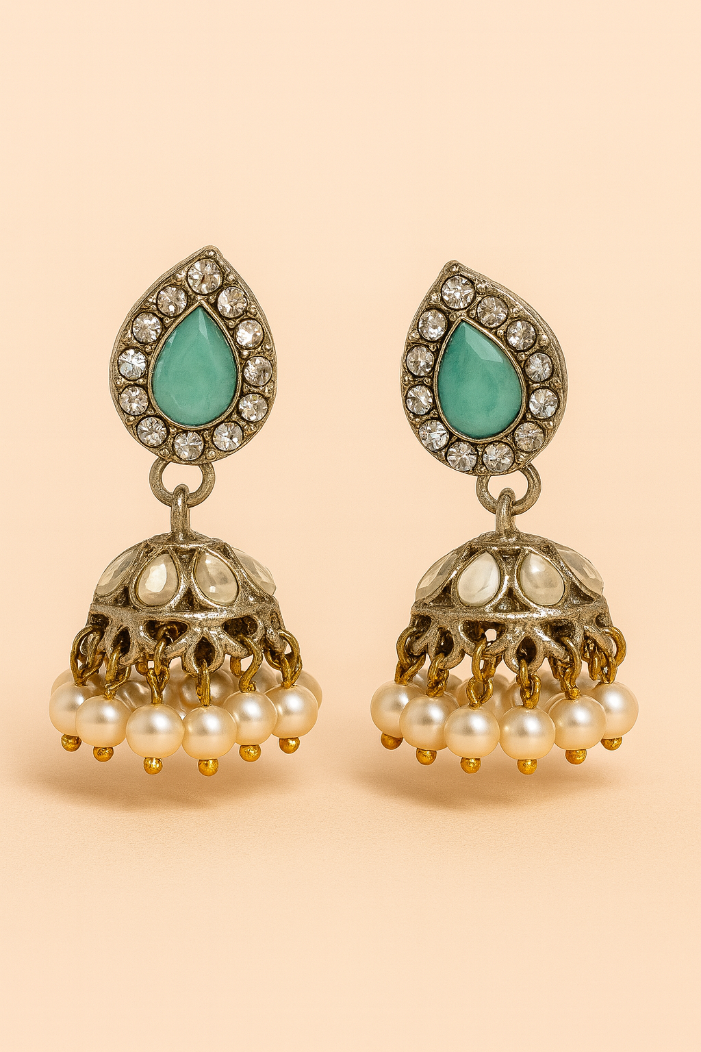 Emerald Glow Jhumka Earrings