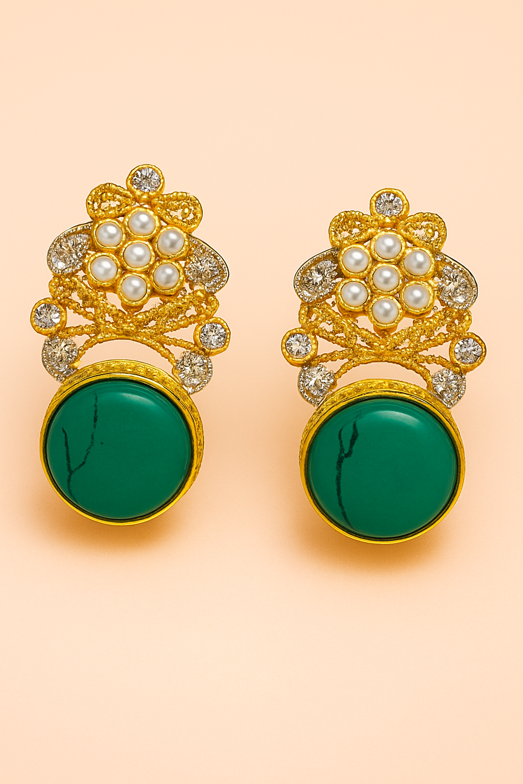 Emerald Elegance Gold-Plated Earrings