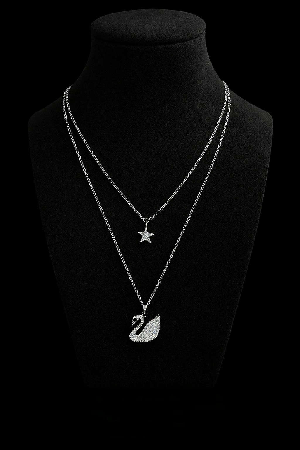 Swan & Star Layered Pendant Necklace