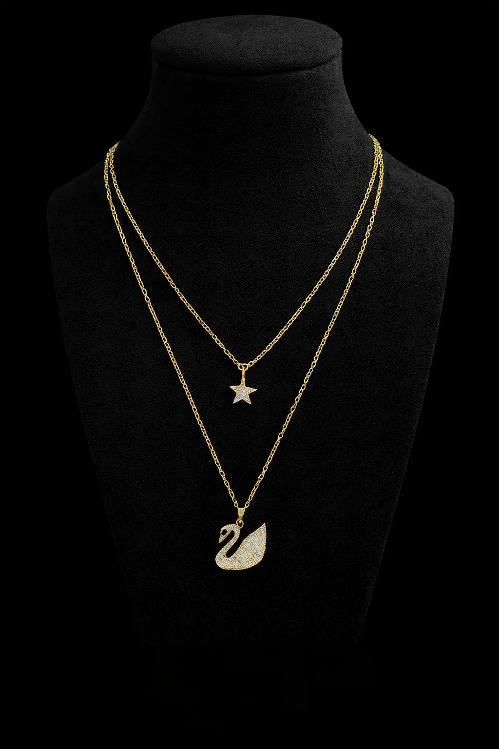 Swan & Star Layered Pendant Necklace