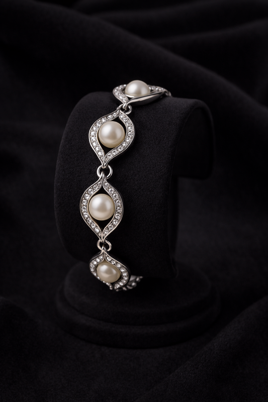 Elegance Pearl & Diamond Bracelet