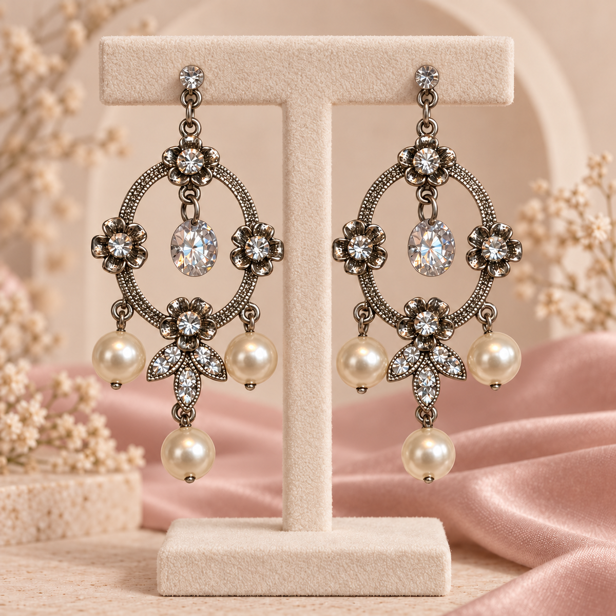 Noor-e-Mehfil Pearl Crystal Earrings