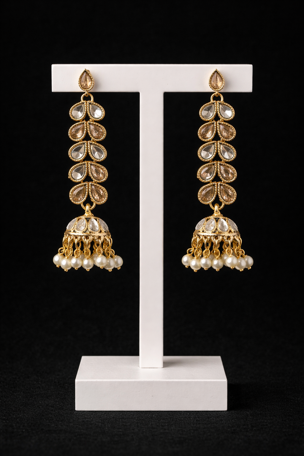 Elegant Teardrop Pearl Jhumka Earrings