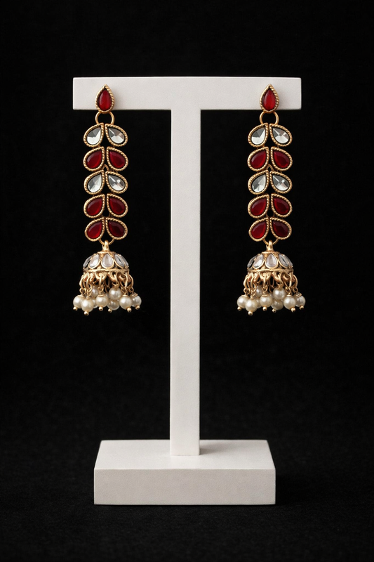 Elegant Teardrop Pearl Jhumka Earrings