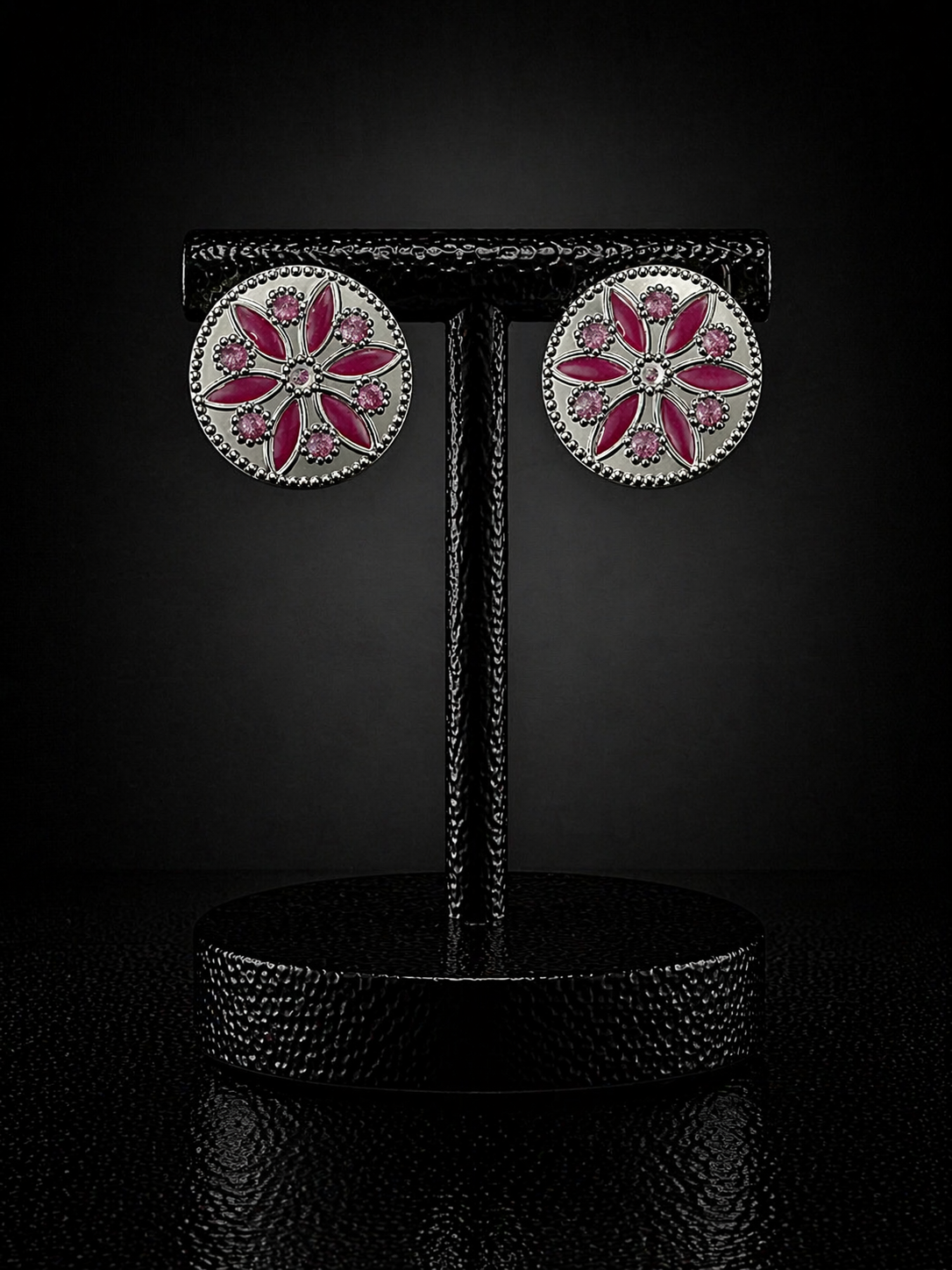 Floral Round Statement Stud Earrings