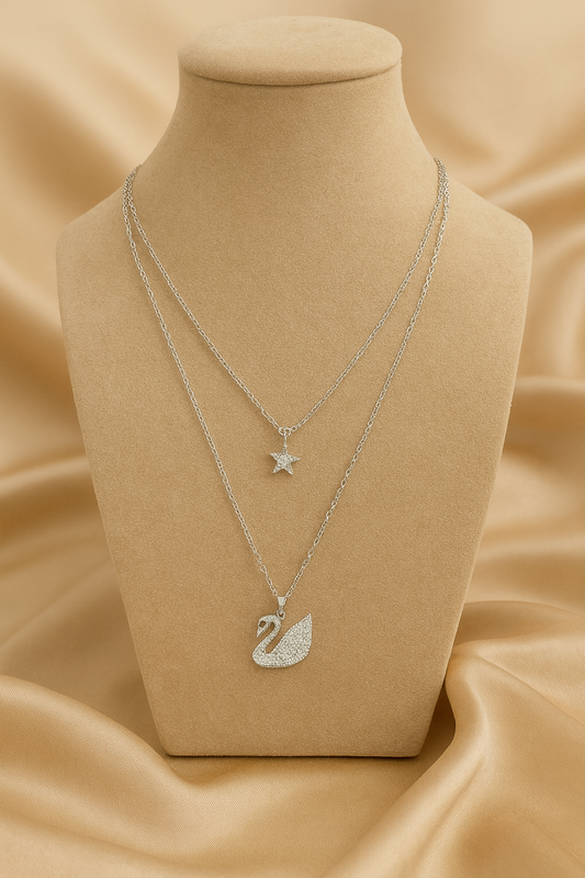 Swan & Star Layered Pendant Necklace