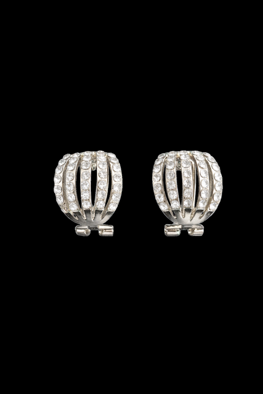 Crystal Dome Clip Earrings