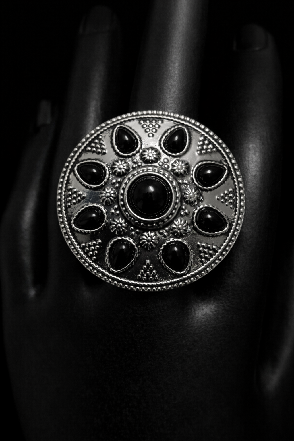 Midnight Bloom Statement Ring